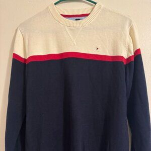 Tommy Hilfiger Men’s Sweater Size Small Navy Red White Crewneck Pullover Pre-Own